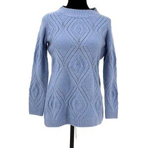 Talbots‎ Sweater Womens SP Light Blue Cable Knit Metallic Thread Fairy Fitted